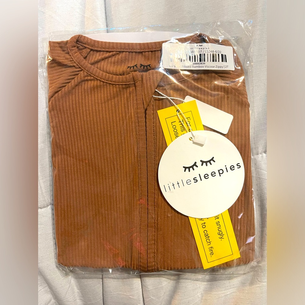 Little Sleepies Caramel Ribbed Bamboo Viscose Zippy 2T Pajamas